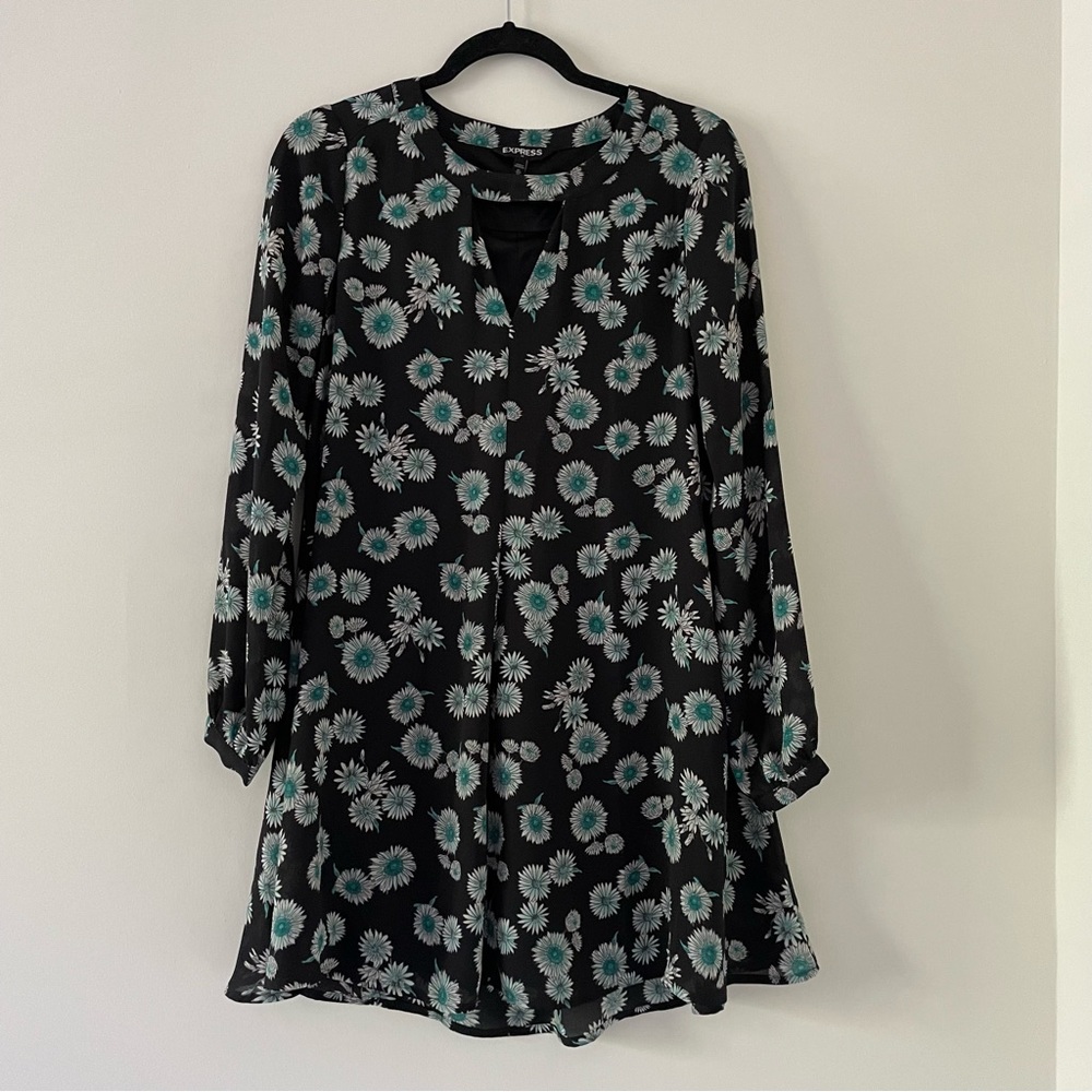 Express black dress with floral print